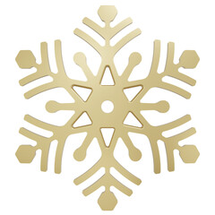 3D Rendering Gold Snowflake. PNG Transparent Background.