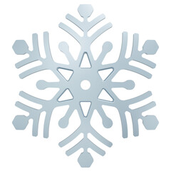 3D Rendering Metallic Blue Snowflake. PNG Transparent Background.
