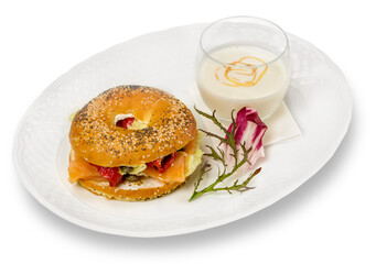 Club Sandwich with Salmon and Vegetables