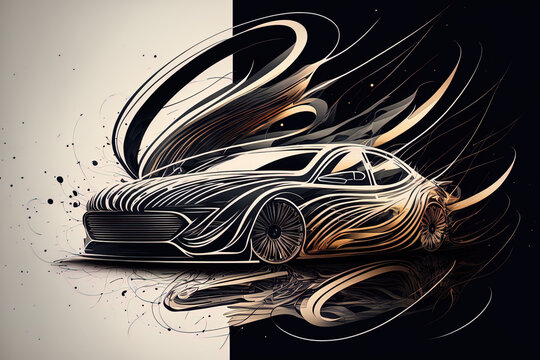 Car logo illustration in the form of abstract lines. Generative AI