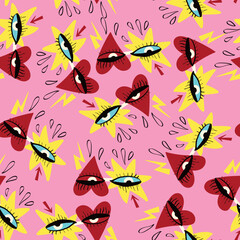 pattern with symbol of the Freaky bizarre eyes in retro glasses