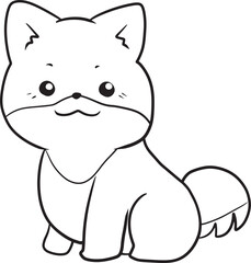 Fototapeta premium shiba inu cartoon doodle kawaii anime coloring page cute illustration drawing clip art character chibi manga comic