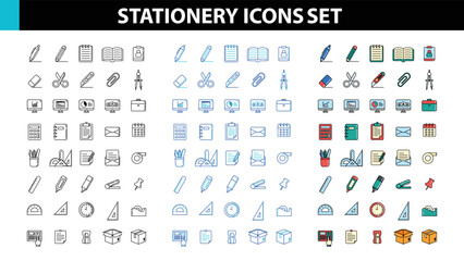 Stationery Icons Set Vector Illustration