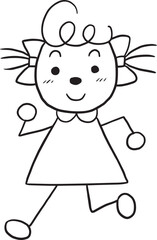 Running girl logo cartoon doodle kawaii anime coloring page cute illustration drawing clipart character chibi manga comics