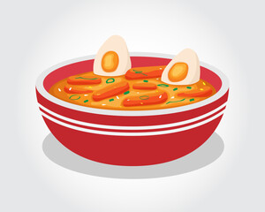 Delicious spicy tteokbokki korean cuisine served on bowl