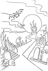 Fototapeta na wymiar cartoon backdrop castle doodle kawaii anime coloring page cute illustration drawing clipart character chibi manga comics