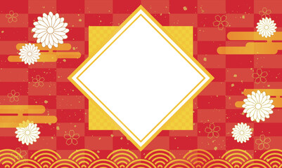 正月の背景イラスト。和柄をあしらった美しい背景。	