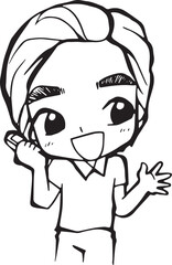 Obraz premium Boy telephone cartoon doodle kawaii anime coloring page cute illustration drawing clipart character chibi manga comics