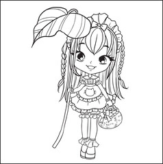 Girl cartoon doodle kawaii anime coloring page cute illustration drawing clipart character chibi manga comics