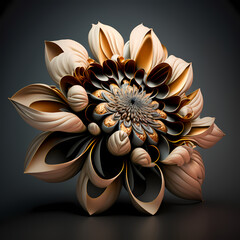 Beautiful Flower Digital Illustration on A Solid Background with Muted Colors and Intricate Petals (AI)