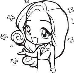 office girl cartoon doodle kawaii anime coloring page cute illustration drawing clipart character chibi manga comics