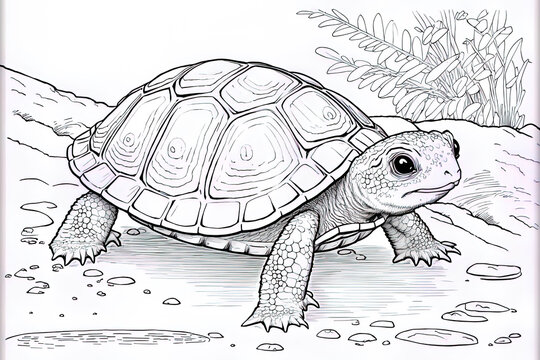 worksheets for coloring turtles for kids. Generative AI
