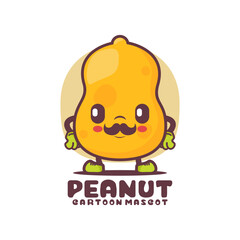 Peanut cartoon mascot. plant vector illustration