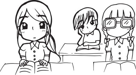 student friend cartoon doodle kawaii anime coloring page cute illustration drawing clip art character chibi manga comics