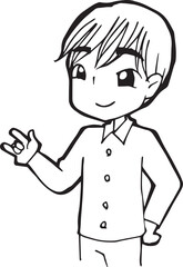 Fototapeta na wymiar Boy cartoon doodle kawaii anime coloring page cute illustration drawing clip art character chibi manga comics