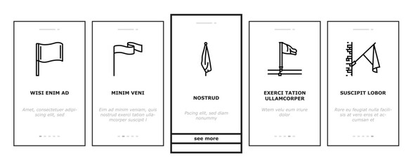 flag start web pennant map onboarding mobile vector. banner symbol, location pole, shape mark, finish event, red flagpole, waving pin flag start web pennant map Illustration