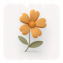 Simple Yellow Flower Icon Isolated on Solid White Background (AI)
