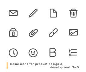 製品設計や開発に必要な基本的シンプルアイコンセットNo.5