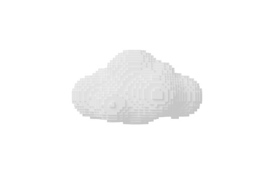 3D pixel cloud icon png file. 3d cloud object isolated for graphic decorate. 3d render illustation.
