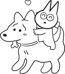Obraz na płótnie Canvas cat dog cartoon doodle kawaii anime coloring page cute illustration clipart character chibi manga comic drawing line art free download png image