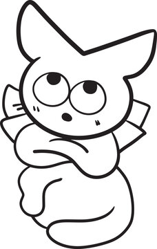 cat cartoon doodle kawaii anime coloring page cute illustration clipart character chibi manga comic drawing line art free download png image