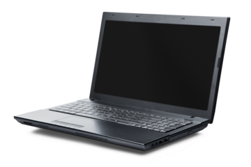 Modern laptop with black screen