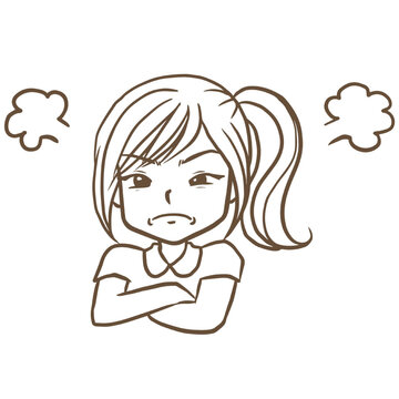 girl angry cartoon doodle kawaii anime coloring page cute illustration clipart character chibi manga comic drawing line art free download png image