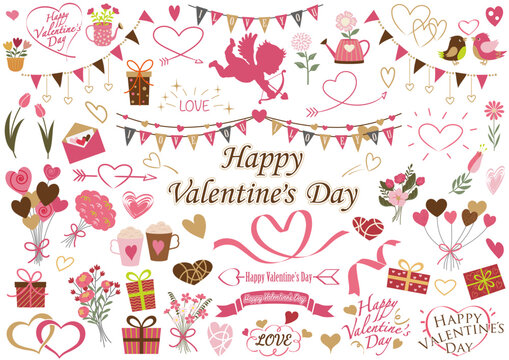 Valentines Day Vector Illustration Set Isolated On A White Background.