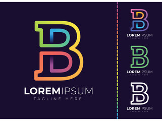B letter initial colorful gradient logo. Modern letter b logo design.