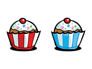 set of cupcake vector pro illustration