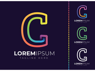 C letter initial colorful gradient logo. Modern letter c logo design.