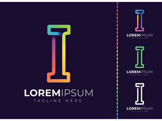 I letter initial colorful gradient logo. Modern letter i logo design.