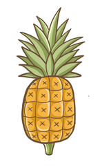 pineapple fruit cartoon doodle kawaii anime coloring page cute illustration clipart character chibi manga comic drawing line art free download png image