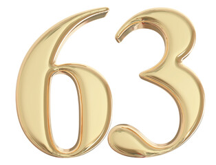 3d gold number 63 with generative AI