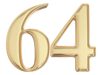 3d gold number 64 with generative AI