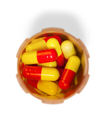 Closeup of Capsules in a Pill Bottle