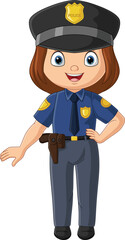Cartoon police woman in uniform