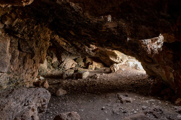 The cave  where the primitive people lived in Tel Yodfat National park, in northern Israel