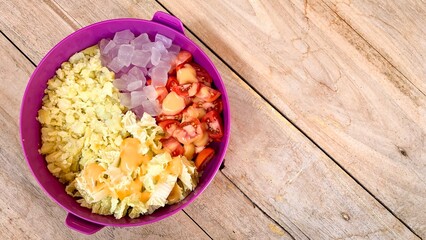 vegetables salad with copy space.