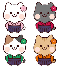 袴を着たねこセット