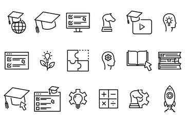 Online education icon set. Business solution illustration. E-learning vector.