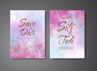 Wedding invitation with abstract watercolor background