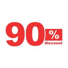 90% Discount. Sale tags set vector badges template. Sale offer price sign. Special offer symbol. Discount promotion. Discount badge shape. Vector 