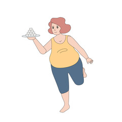 Sugar addiction symptoms reddit,Obese women enjoy eating sweets,Unhealthy nutrition habits diet or junk food,Vector illustration.