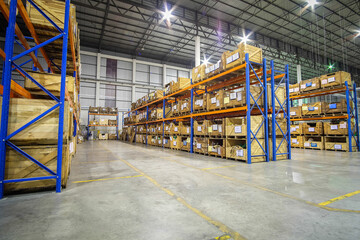 wooden crate shelf in warehouse