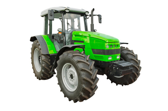 Fototapeta Green agricultural tractor, front view