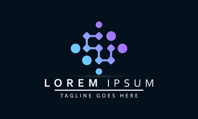 Innovator abstract circles shape group, blue color stylish vector logotype.