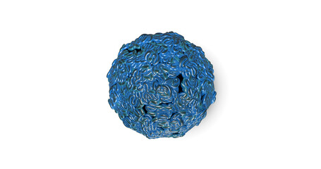 insulate wire blue and black in shape of ball twisted, coil of threads made of plastic, design element. 3d image. abstract texture of brain