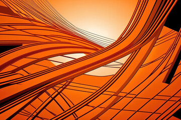 background made of abstract scarlet orange. Beautiful line crossing drawing. Generative AI