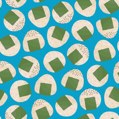 Doodle flat clipart. Japanese triangles and onigiri balls. All objects are repainted.
